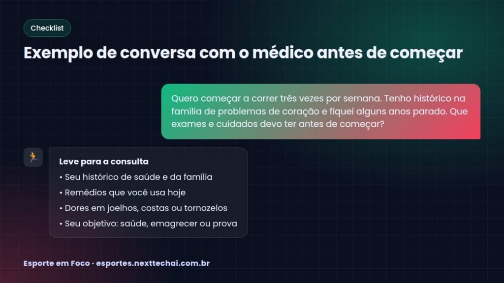 Exemplo de conversa com o médico antes de começar