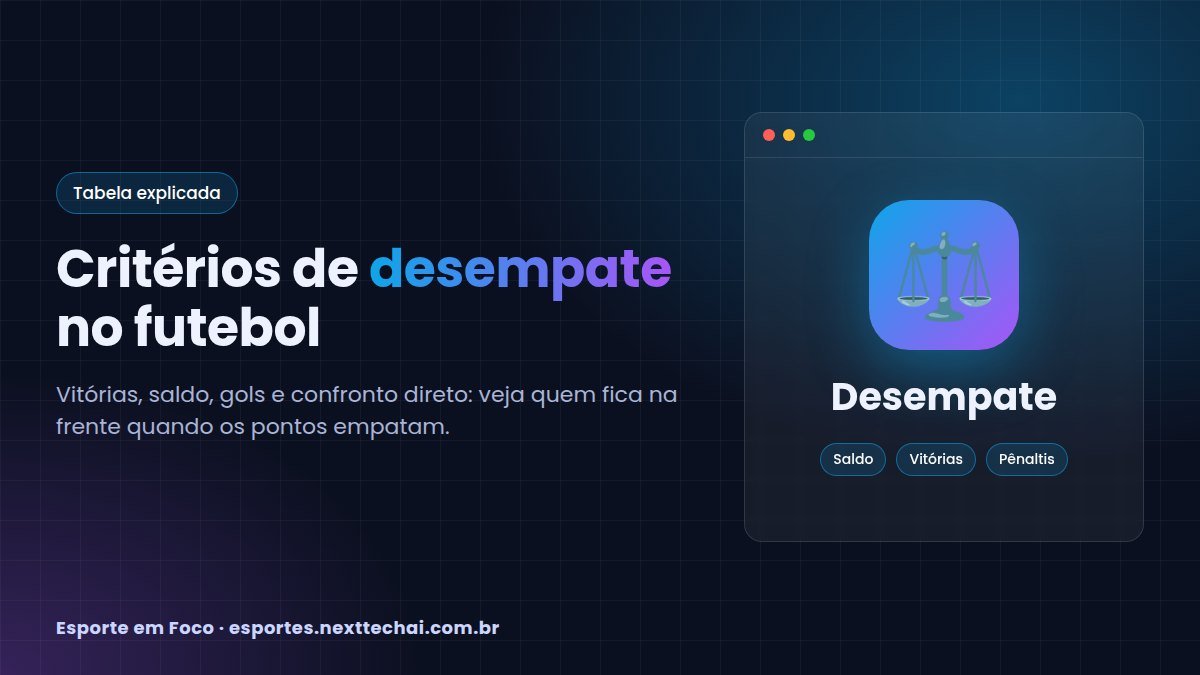 Critérios de desempate no futebol: como funcionam na tabela