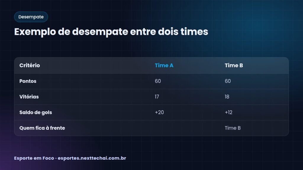 Exemplo de desempate entre dois times